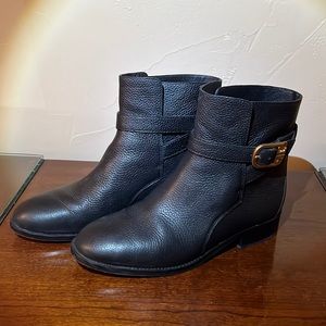 Black leather Tory Burch booties